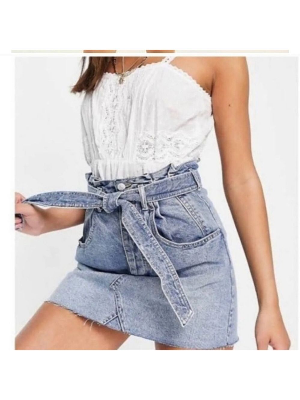 Free People East Of Eden Denim Mini Skirt Size 26